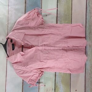 AT LAST stretch Button Down Pink Top